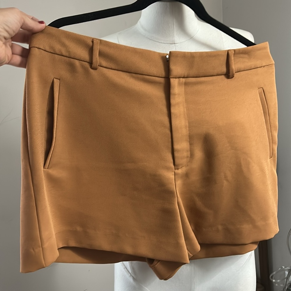 Nine West Mustard High Waist Tailored Shorts size L